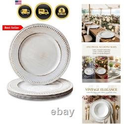 White Charger Plates, 13 Inch Vintage Dinner Plate Chargers Round Server Ware
