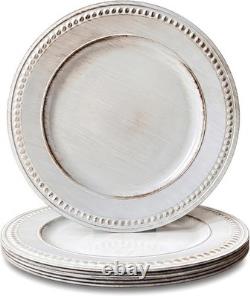 White Charger Plates, 13 Inch Vintage Dinner Plate Chargers Round Server Ware