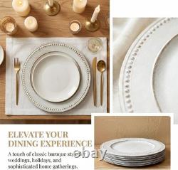 White Charger Plates, 13 Inch Vintage Dinner Plate Chargers Round Server Ware
