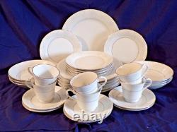 White China Dinnerware Set by China Pearl Annie Service for 6 Floral Rim 30Pc