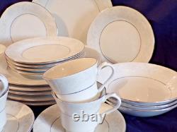 White China Dinnerware Set by China Pearl Annie Service for 6 Floral Rim 30Pc