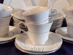 White China Dinnerware Set by China Pearl Annie Service for 6 Floral Rim 30Pc