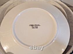White China Dinnerware Set by China Pearl Annie Service for 6 Floral Rim 30Pc