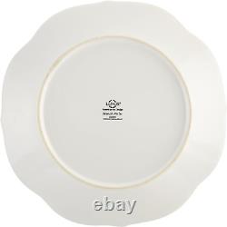 White Dinnerware Set 4 Piece French Bead Motif Stoneware Plate Dish Kitchen Mug