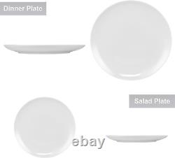White Dinnerware Set, 40-Piece Service for 8, With Dinner Plates, Salad Plate, Bo