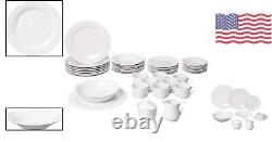 White Dinnerware Set 45 Piece Microwave & Dishwasher Safe Round Shape