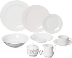 White Dinnerware Set 45 Piece Microwave & Dishwasher Safe Round Shape