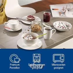 White Floral 16-Piece Dinnerware Set Service for 4, Microwave Safe Porcelain
