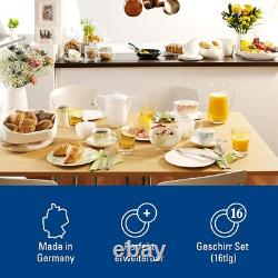 White Floral 16-Piece Dinnerware Set Service for 4, Microwave Safe Porcelain
