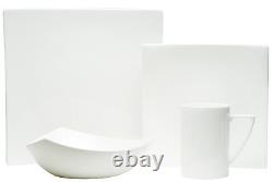 White Four Piece Square Bone China Dinnerware Set