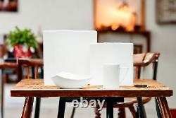 White Four Piece Square Bone China Dinnerware Set