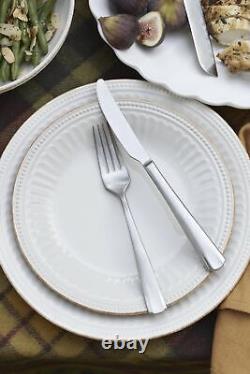 White French Perle Groove Piece Dinnerware Set, 12 Count