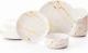 White Gold Splash Dinnerware Sets, 12 Pieces Fine China Marble Plates and Bowls