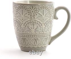 White Lace 16 Piece round Scallop Stoneware Dinnerware Set in White