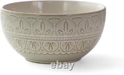 White Lace 16 Piece round Scallop Stoneware Dinnerware Set in White