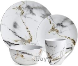 White Marble Design 16-Piece Dinnerware Set, Service for 4