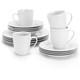 White Round 16-32 Piece Modern Dinnerware Set For 4-8 Dinner Plates Bowls Mugs
