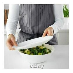 White Serving Salad Bowl Dinnerware Deep Food Dessert Big Pasta Glass Dish 23cm