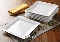 White Square 16-32 Piece Porcelain Dinnerware Bowl Mug Set or 6-12 Dinner Plates