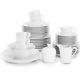 White Square Dinnerware Set 45 Piece Service for 8 Porcelain Dishes Classic Home