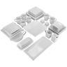 White Square Porcelain Dinnerware Service for 6-12 Set 40 -80 PC Modern Formal
