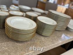 White With Gold Limoges Jammet-Seignolles France 98 Piece Dinner Set