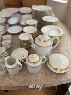 White With Gold Limoges Jammet-Seignolles France 98 Piece Dinner Set