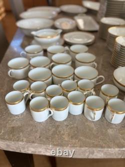 White With Gold Limoges Jammet-Seignolles France 98 Piece Dinner Set