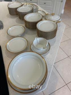 White and Golden porcelain dinner Limoges set complete with 60 pieces