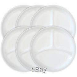 Winter Frost White 10.25 Divided Dish Tempered Glass Round Dinnerware Set of 6