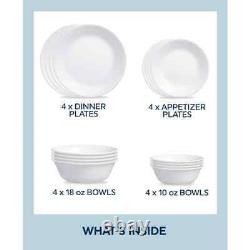 Winter Frost White 16-Piece Dinnerware Set (Service for 4) in White