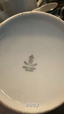 Winterling Geometric Dinner Set Painted White/Green/Black Plates Cups Bowl