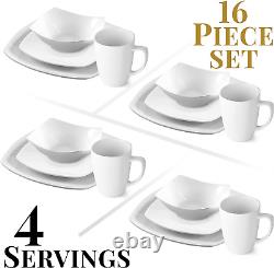 Zulay 16 Piece Dinnerware Sets Porcelain White Dinnerware Set, Premium Quality