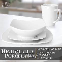 Zulay 16 Piece Dinnerware Sets Porcelain White Dinnerware Set, Premium Quality