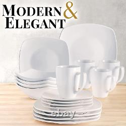 Zulay 16 Piece Dinnerware Sets Porcelain White Dinnerware Set, Premium Quality